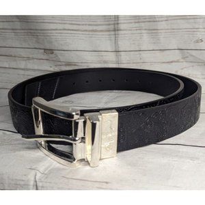 Robert Graham Black Paisley Embossed Leather 52.5" Long Belt Size 46/48